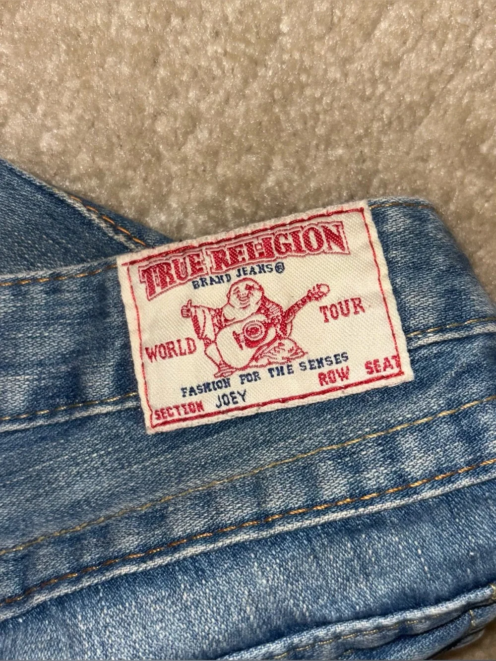 True Religion Joey Blue Denim Jeans Row Seat W 30 L 32 Actual 32”x32”